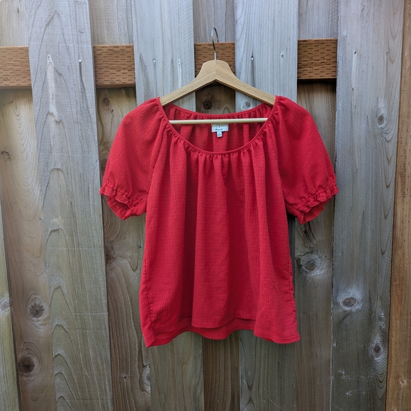 Madewell Tops - Madewell Texture & Thread Red Peasant Top Size Medium